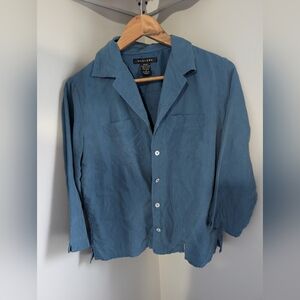 Vintage 100% Silk Silkland Button Up Lined Blouse Blazer Sz Small